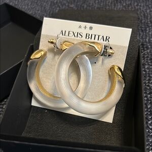 Alexis Bittar Gold and Clear Hoop Earrings